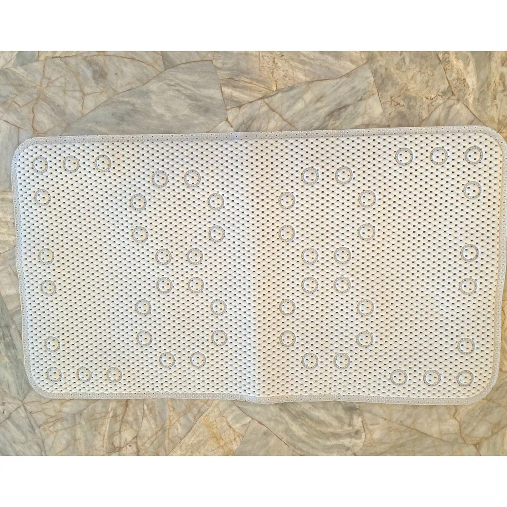 White Non Slip Rubber Bathtub Mat with Suction Cups 27.5x15.5 Rectangle
